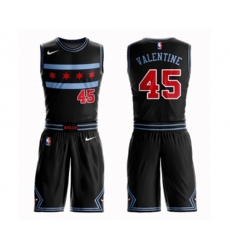 Chicago Bulls #45 Denzel Valentine Swingman Black Basketball Suit Jersey - City Edition