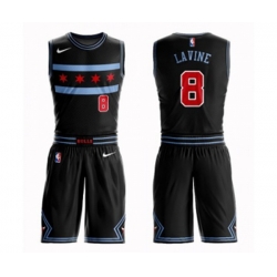 Chicago Bulls #8 Zach LaVine Authentic Black Basketball Suit Jersey - City Edition
