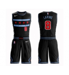 Chicago Bulls #8 Zach LaVine Swingman Black Basketball Suit Jersey - City Edition