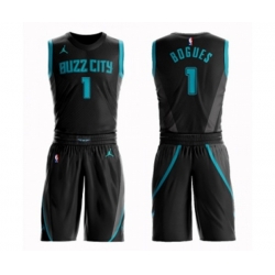 Charlotte Hornets #1 Muggsy Bogues Swingman Black Basketball Suit Jersey - City Edition Charlotte Hornets #1 Muggsy Bogues Swingman Black Basketball Suit Jersey - City Edition