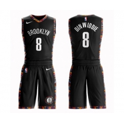 Brooklyn Nets #8 Spencer Dinwiddie Swingman Black Basketball Suit Jersey - City Edition Brooklyn Nets #8 Spencer Dinwiddie Swingman Black Basketball Suit Jersey - City Edition