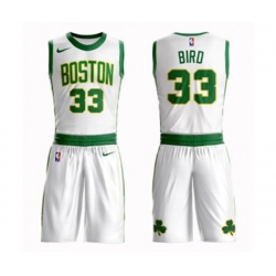 Boston Celtics #33 Larry Bird Authentic White Basketball Suit Jersey - City Edition