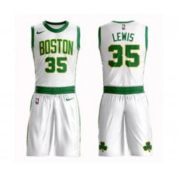 Boston Celtics #35 Reggie Lewis Authentic White Basketball Suit Jersey - City Edition