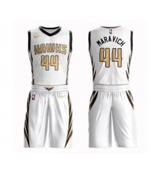Atlanta Hawks #44 Pete Maravich Authentic White Basketball Suit Jersey - City Edition