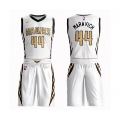 Atlanta Hawks #44 Pete Maravich Authentic White Basketball Suit Jersey - City Edition Atlanta Hawks #44 Pete Maravich Authentic White Basketball Suit Jersey - City Edition