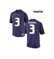 2016 Youth Washington Huskies Jake Browning #3 College Football Limited Jersey - Purple