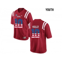 2016 US Flag Fashion Youth Ole Miss Rebels Chad Kelly #10 College Football Limited Jersey - Red