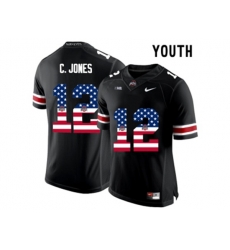 2016 US Flag Fashion Youth Ohio State Buckeyes C.Jones #12 College Football Limited Jersey - Black