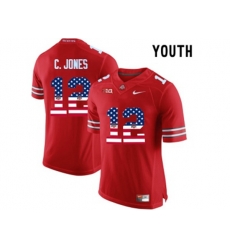 2016 US Flag Fashion Youth Ohio State Buckeyes C.Jones #12 College Football Limited Jersey - Scarlet