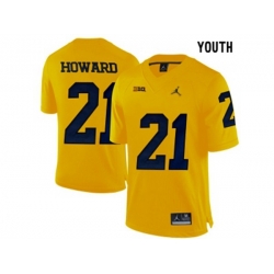 2016 Youth Jordan Brand Michigan Wolverines Desmond Howard #21 College Football Limited Jersey - Yellow
