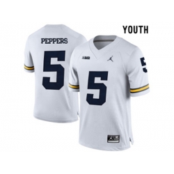 2016 Youth Jordan Brand Michigan Wolverines Jabrill Peppers #5 College Football Limited Jersey - White