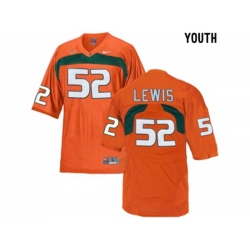 Youth Miami Hurricanes Ray Lewis #52 College Football Jersey - Orange