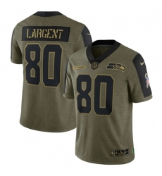 Seattle Seahawks #80 Steve Largent Nike Olive 2021 Salute To Service Retired Player Limited Jersey