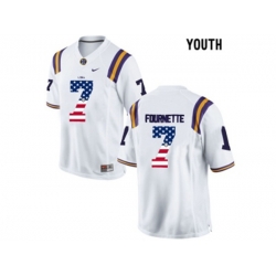 2016 US Flag Fashion 2016 Youth LSU Tigers Leonard Fournette #7 College Football Limited Jersey - White 2016 US Flag Fashion 2016 Youth LSU Tigers Leonard Fournette #7 College Football Limited Jersey - White