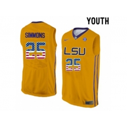 2016 US Flag Fashion Youth LSU Tigers Ben Simmons #25 College Basketball Elite Jersey - Gold 2016 US Flag Fashion Youth LSU Tigers Ben Simmons #25 College Basketball Elite Jersey - Gold