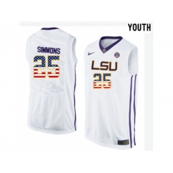 2016 US Flag Fashion Youth LSU Tigers Ben Simmons #25 College Basketball Elite Jersey - White 2016 US Flag Fashion Youth LSU Tigers Ben Simmons #25 College Basketball Elite Jersey - White