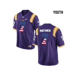 2016 US Flag Fashion Youth LSU Tigers Tryann Mathieu #7 College Football Limited Jersey - Purple 2016 US Flag Fashion Youth LSU Tigers Tryann Mathieu #7 College Football Limited Jersey - Purple