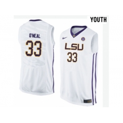 Youth LSU Tigers Shaquille ONeal #33 College Basketball Elite Jersey - White Youth LSU Tigers Shaquille ONeal #33 College Basketball Elite Jersey - White