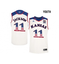 2016 US Flag Fashion 2016 Youth Kansas Jayhawks Josh Jackson #11 College Basketball Authentic Jersey - White