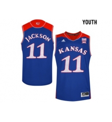 2016 Youth Kansas Jayhawks Josh Jackson #11 College Basketball Authentic Jersey - Royal Blue