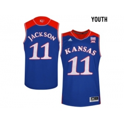2016 Youth Kansas Jayhawks Josh Jackson #11 College Basketball Authentic Jersey - Royal Blue