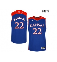 Youth Kansas Jayhawks Andrew Wiggins #22 College Basketball Authentic Jersey - Royal Blue