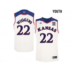 Youth Kansas Jayhawks Andrew Wiggins #22 College Basketball Authentic Jersey - White