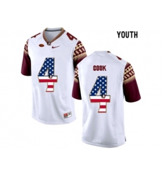 2016 US Flag Fashion-2016 Youth Florida State Seminoles Dalvin Cook #4 College Football Limited Jersey - White
