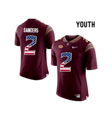 2016 US Flag Fashion-2016 Youth Florida State Seminoles Deion Sanders #2 College Football Limited Jersey - Red