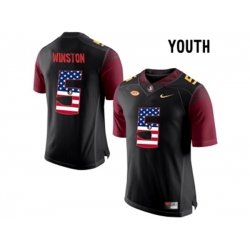 2016 US Flag Fashion-2016 Youth Florida State Seminoles Jameis Winston #5 College Football Limited Jersey - Black 2016 US Flag Fashion-2016 Youth Florida State Seminoles Jameis Winston #5 College Football Limited Jersey - Black