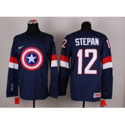 NHL Olympic Team USA #12 Derek Stepan Navy Blue Captain America Fashion Stitched Jerseys