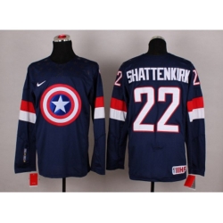 NHL Olympic Team USA #22 Kevin Shattenkirk Navy Blue Captain America Fashion Stitched Jerseys