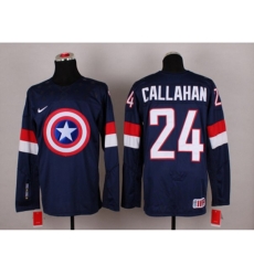 NHL Olympic Team USA #24 Ryan Callahan Navy Blue Captain America Fashion Stitched Jerseys