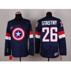 NHL Olympic Team USA #26 Paul Stastny Navy Blue Captain America Fashion Stitched Jerseys