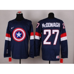 NHL Olympic Team USA #27 Ryan McDonagh Navy Blue Captain America Fashion Stitched Jerseys