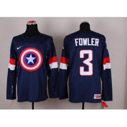 NHL Olympic Team USA #3 Cam Fowler Navy Blue Captain America Fashion Stitched Jerseys