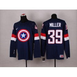 NHL Olympic Team USA #39 Ryan Miller Navy Blue Captain America Fashion Stitched Jerseys