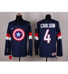 NHL Olympic Team USA #4 John Carlson Navy Blue Captain America Fashion Stitched Jerseys