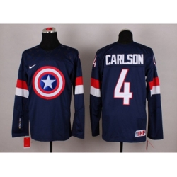 NHL Olympic Team USA #4 John Carlson Navy Blue Captain America Fashion Stitched Jerseys