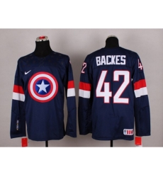 NHL Olympic Team USA #42 David Backes Navy Blue Captain America Fashion Stitched Jerseys