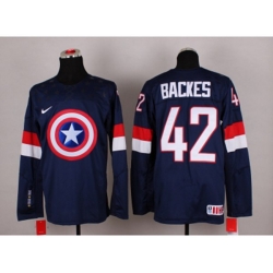 NHL Olympic Team USA #42 David Backes Navy Blue Captain America Fashion Stitched Jerseys