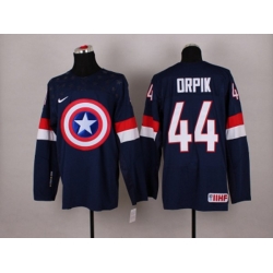 NHL Olympic Team USA #44 Brooks Orpik Navy Blue Captain America Fashion Stitched Jerseys