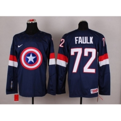 NHL Olympic Team USA #72 Justin Faulk Navy Blue Captain America Fashion Stitched Jerseys