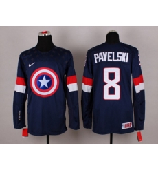 NHL Olympic Team USA #8 Joe Pavelski Navy Blue Captain America Fashion Stitched Jerseys