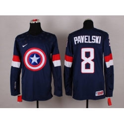 NHL Olympic Team USA #8 Joe Pavelski Navy Blue Captain America Fashion Stitched Jerseys