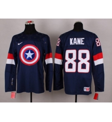 NHL Olympic Team USA #88 Patrick Kane Navy Blue Captain