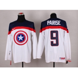 NHL Olympic Team USA #9 Zach Parise white Captain America Fashion Stitched Jerseys