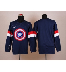 NHL Olympic Team USA Blank Navy Blue Captain America Fashion Stitched Jerseys