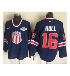 Team USA #16 Brett Hull Navy Blue 2014 Olympic Nike Throwback Stitched NHL Jersey