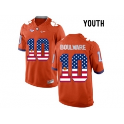 2016 US Flag Fashion Youth Clemson Tigers Ben Boulware #10 College Football Limited Jersey - Orange